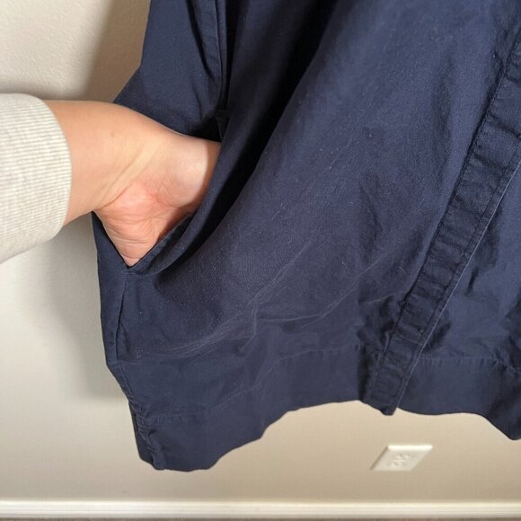 Everlane Shirt Dress Size 4 Navy Blue Cotton Band Collar Minimal Work Office - Picture 5 of 8